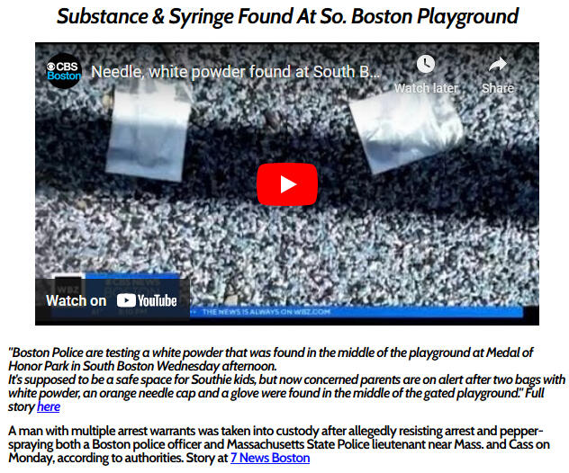 Substance & Syringe Found At So. Boston Playground