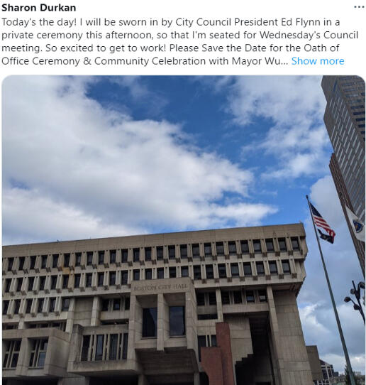Today's the day! I will be sworn in by City Council President Ed Flynn in a private ceremony this afternoon, so that I'm seated for Wednesday's Council meeting. So excited to get to work! Please Save the Date for the Oath of Office Ceremony & Community Cel