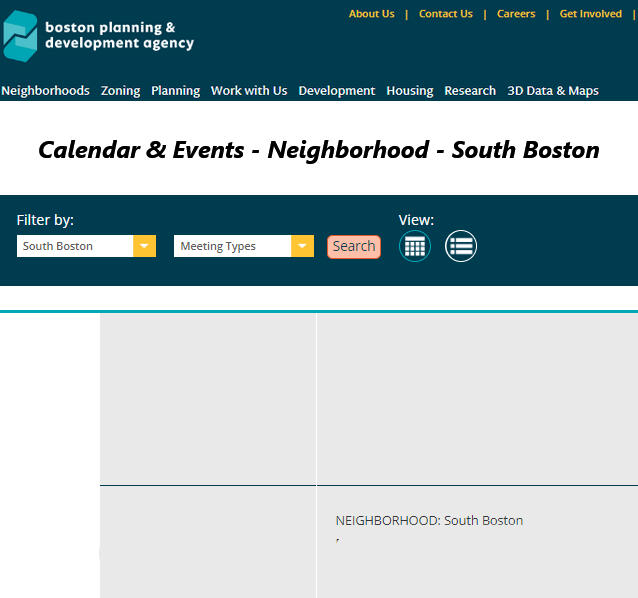 Boston Planing & Development Agency Calendar & Events