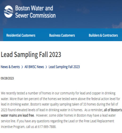 BWSC - Lead Sampling Fall 2023